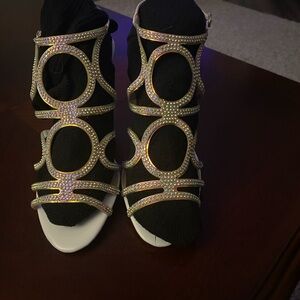 Size 7.5 Christian Louboutin crystal inlay sandals.  new, never worn